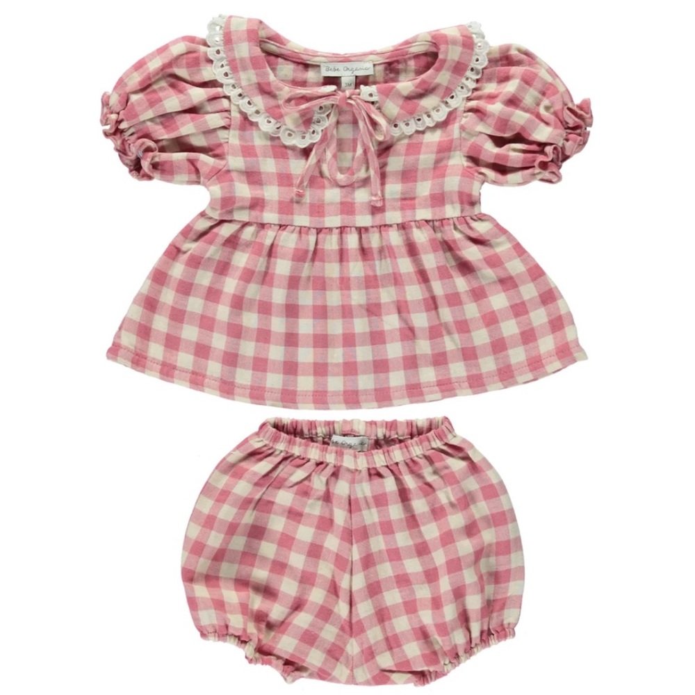 Bebé organic baby set dress and bloomers